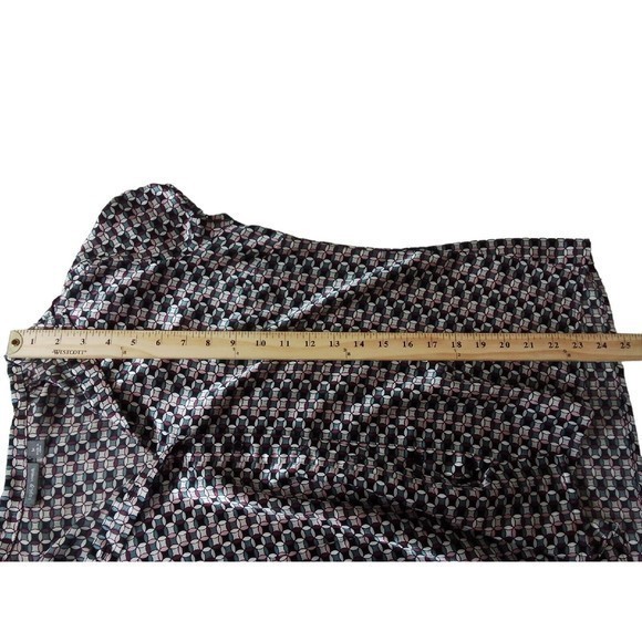 Women's Apt 9 Y2K Silky Short Sleeve Geometric Blouse/Top Size Medium - Picture 9 of 15